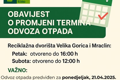 Radno vrijeme reciklažnih dvorišta i odvoza komunalnog otpada povodom nadolazećih blagdana